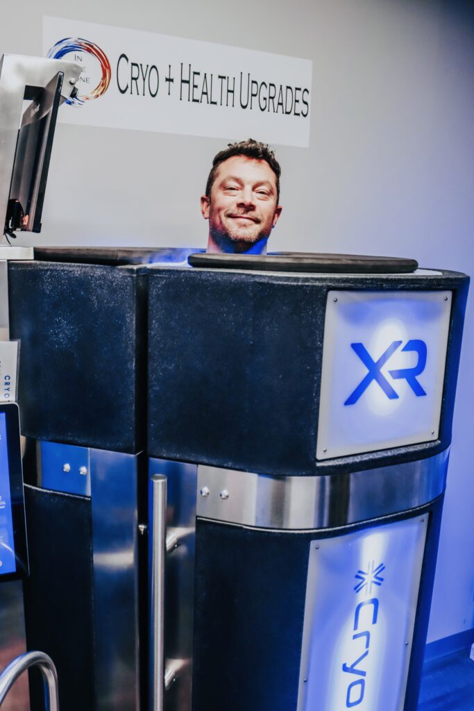 Josh Cavender in the Cryotherapy machine at In the Zone Cryo + Health Upgrades
